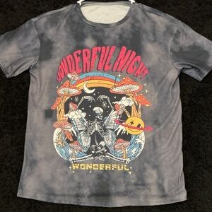 Wonderful Night Graphic Tee - Tie-Dye Grey with Colorful Print